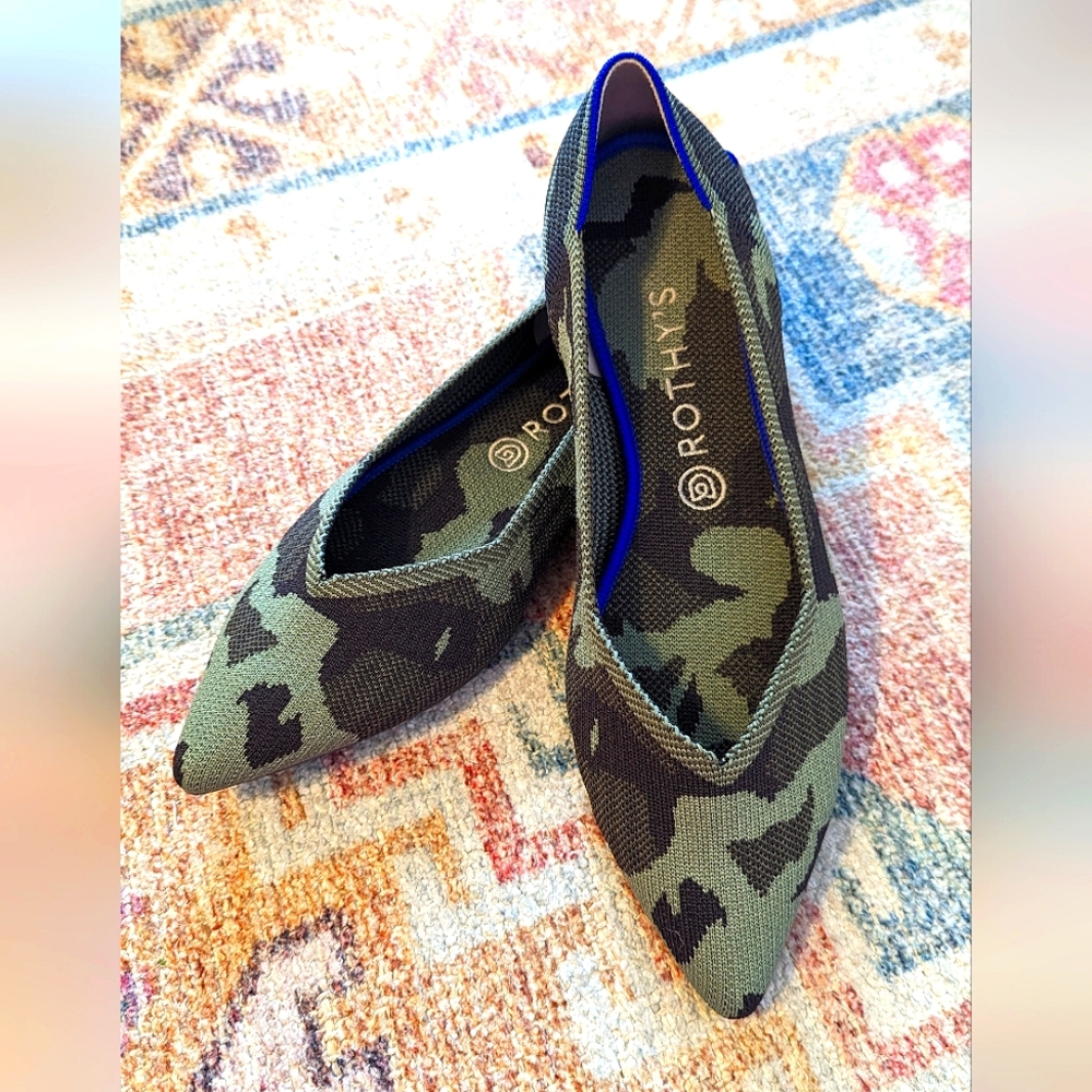 discontinued ROTHY'S olive camo point shoes